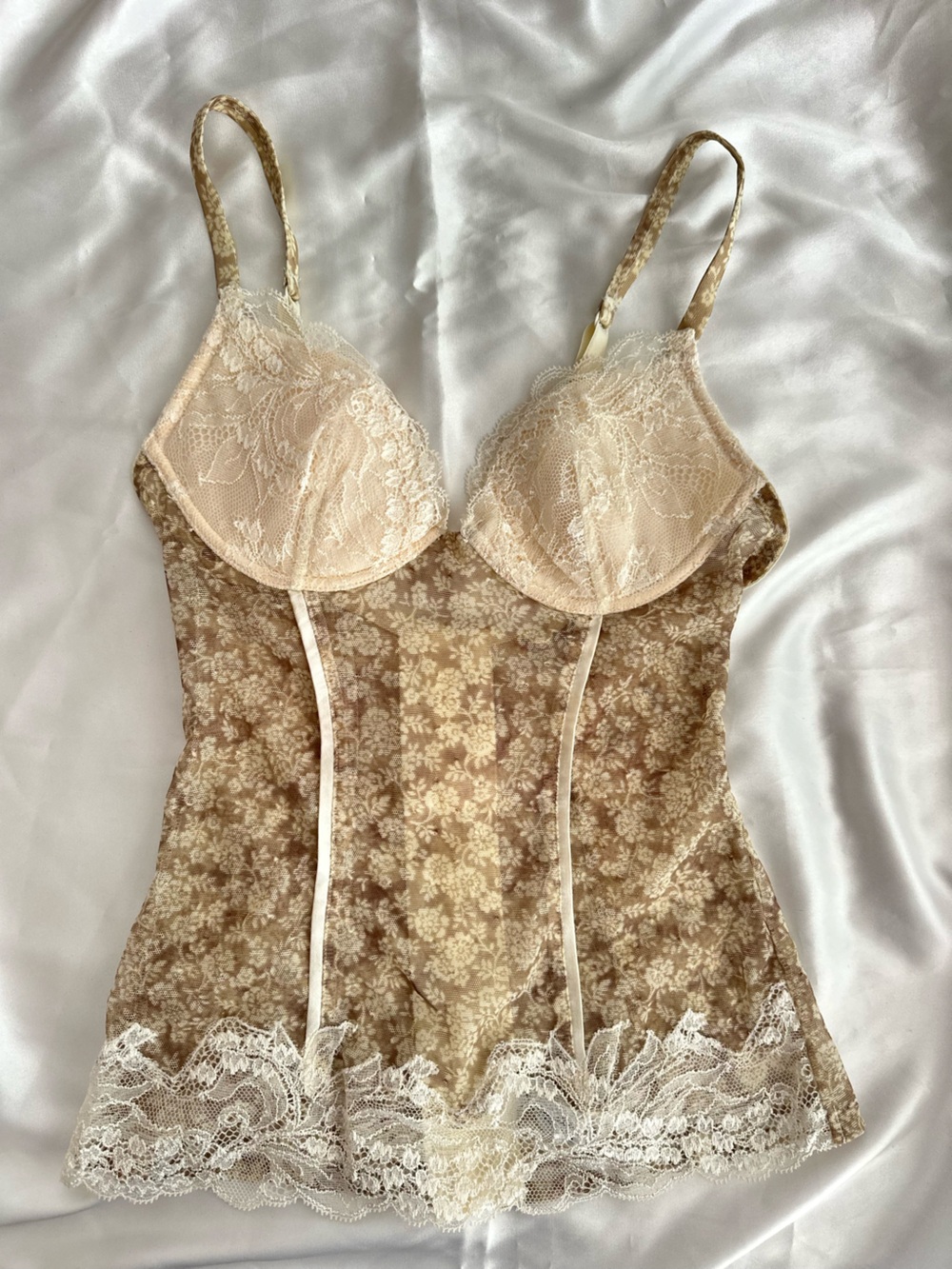 La Perla Lace Bustier Tank Top in Soft Beige #112